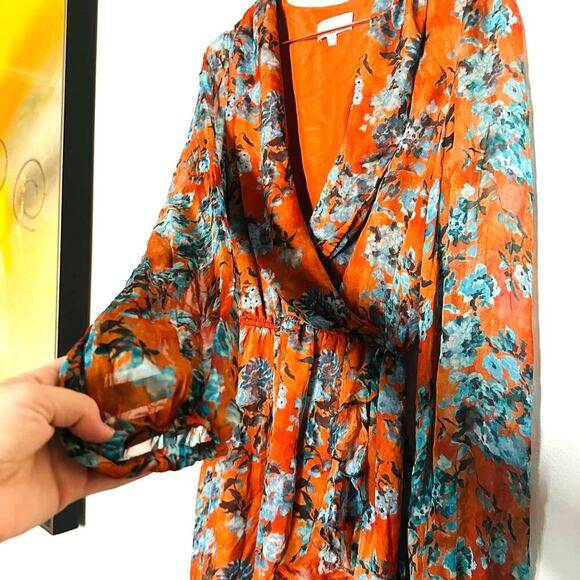 Caroline Constas Vivian Asymmetric Ruffled Floral Silk Chiffon Dress size Medium - Picture 7 of 16